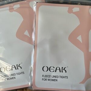 OEAK Women's Cozy Fleece Lined Tights - two pairs one black one brown